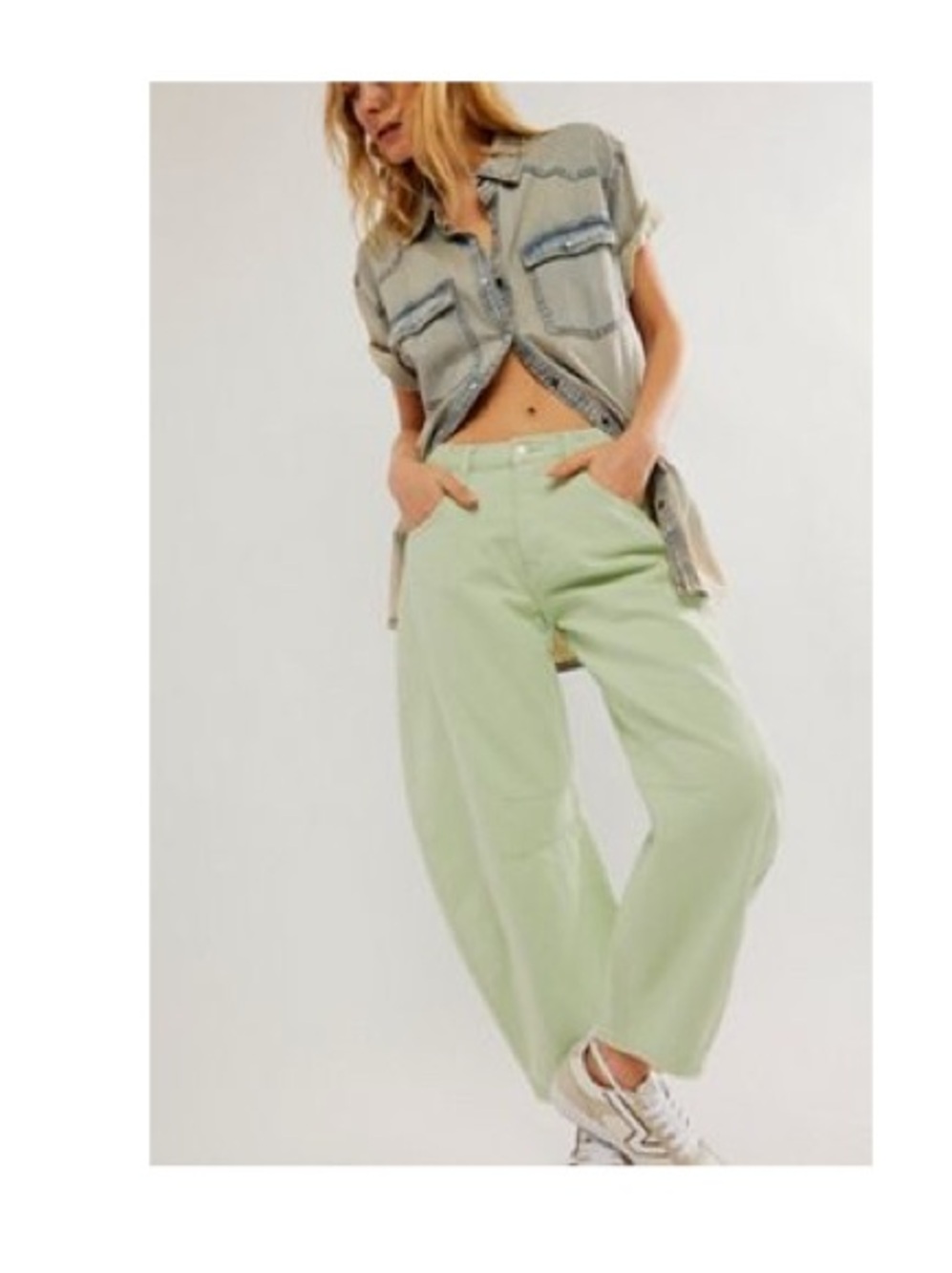 We The Free Wide Leg Jeans in Light Green